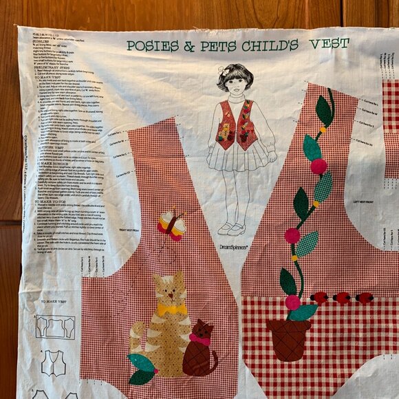 Dreamspinners Posies & Pets Child’s Vest VIP Cranston Cut and Sew XS - L - Picture 4 of 12